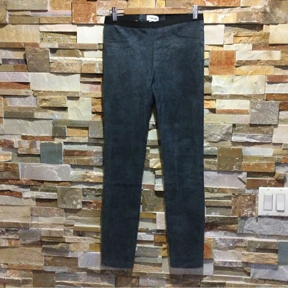 HELMUT LANG  Grey Lamb Leather Leggings - Picture 1 of 8